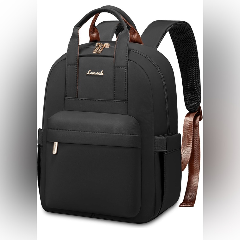 Lovevook Black Mini Backpack with Brown Accents